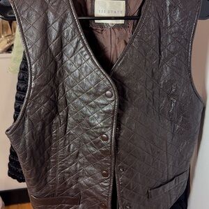 111 State Women's Quilted Leather Vest - Dark Brown